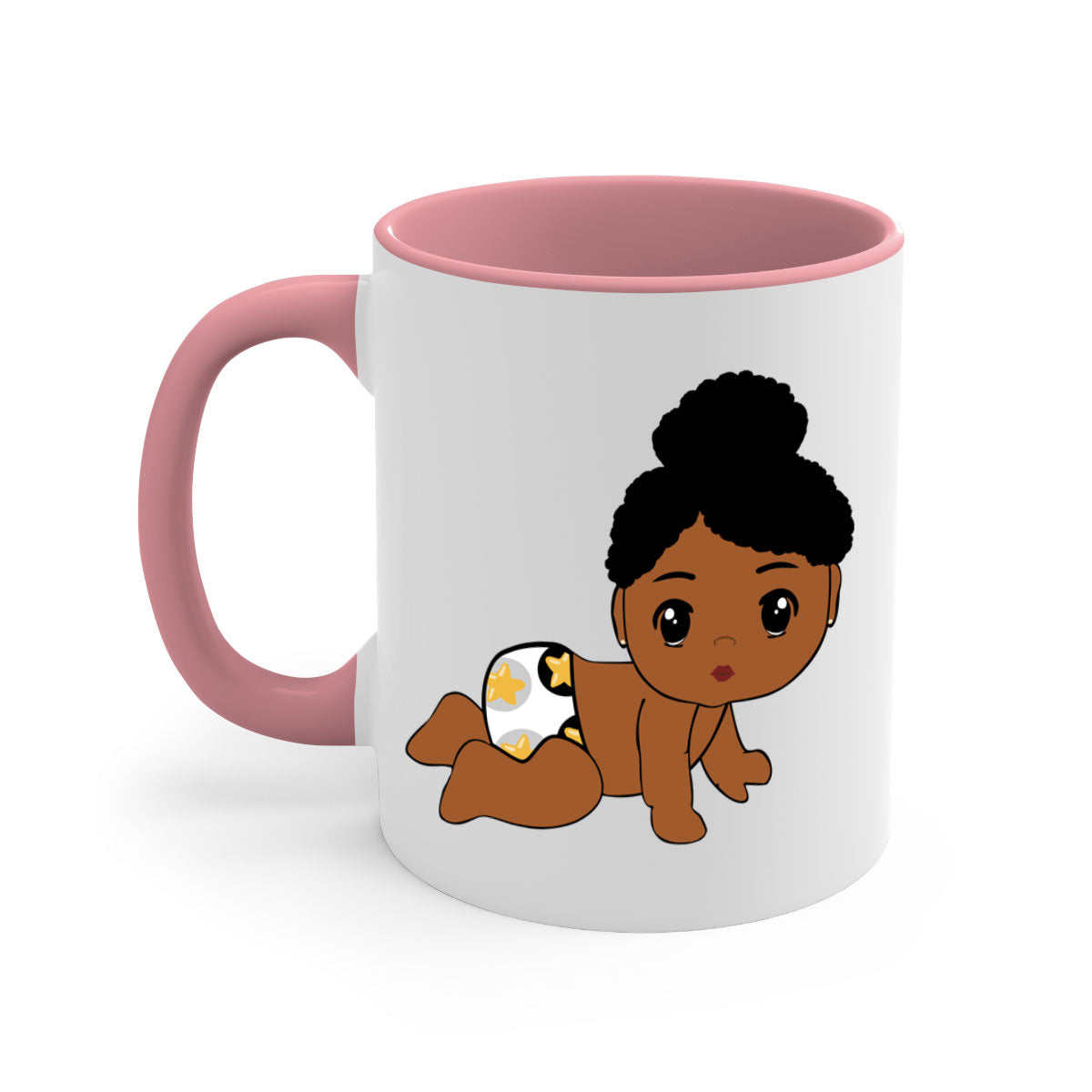 Black baby style 6# Mug featuring a glossy finish with a colored handle and interior, available in multiple colors.