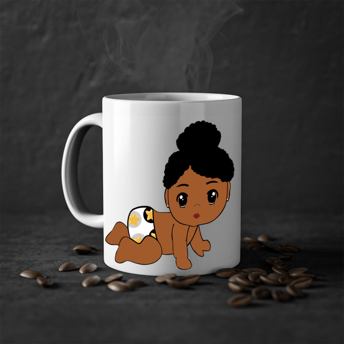 Black baby style 6# Mug featuring a glossy finish with a colored handle and interior, available in multiple colors.