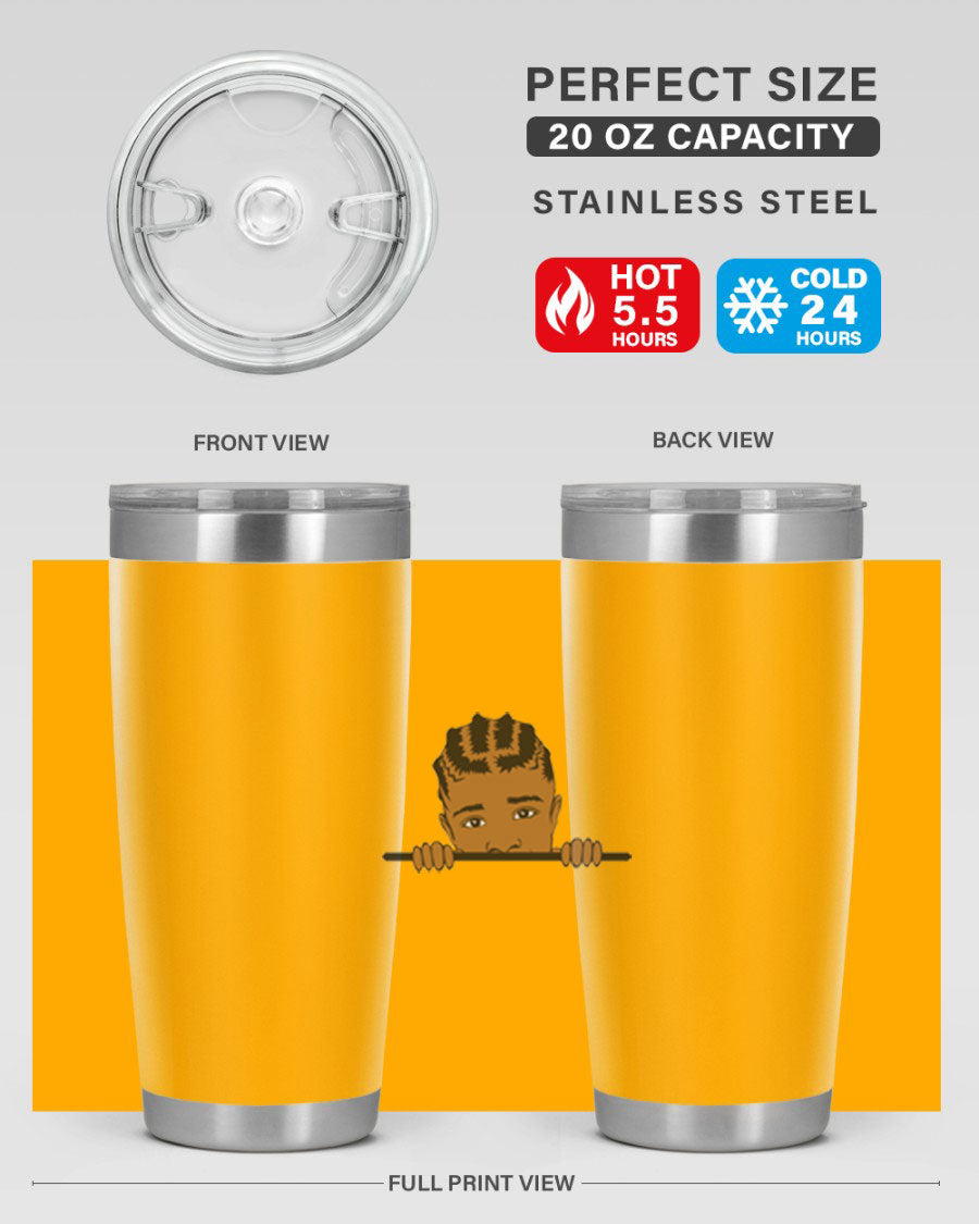 Black boy 1# tumbler in stainless steel with a sleek design, perfect for hot and cold beverages.