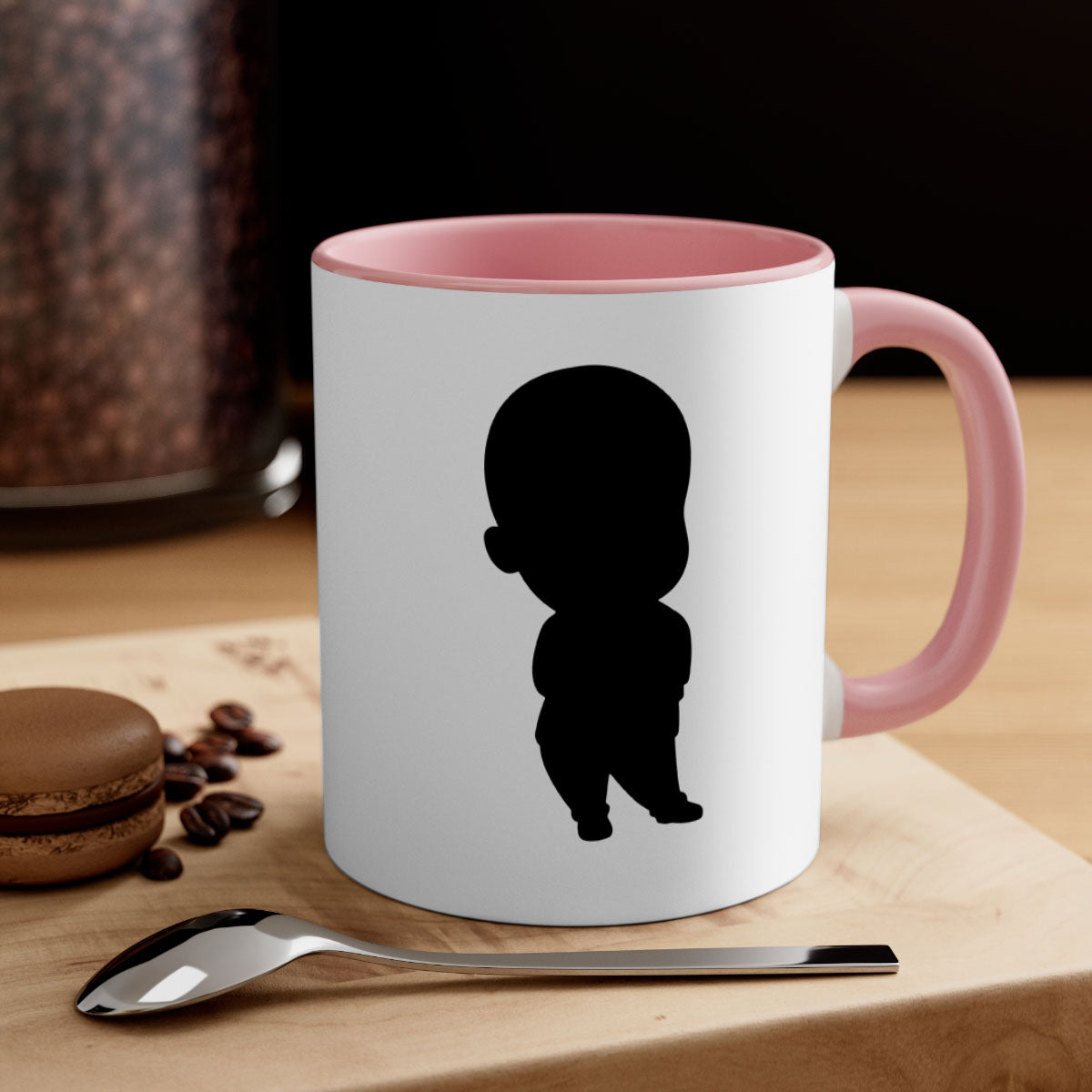 Black Boy 14# Mug featuring a glossy finish with a colored handle and interior, available in multiple colors and sizes.