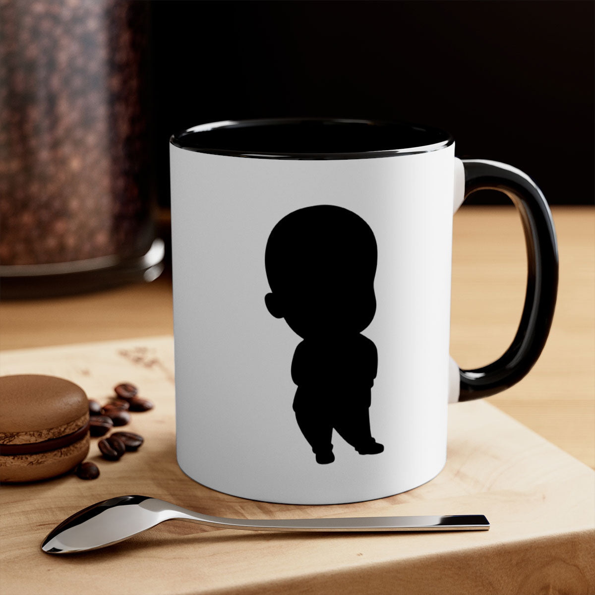 Black Boy 14# Mug featuring a glossy finish with a colored handle and interior, available in multiple colors and sizes.