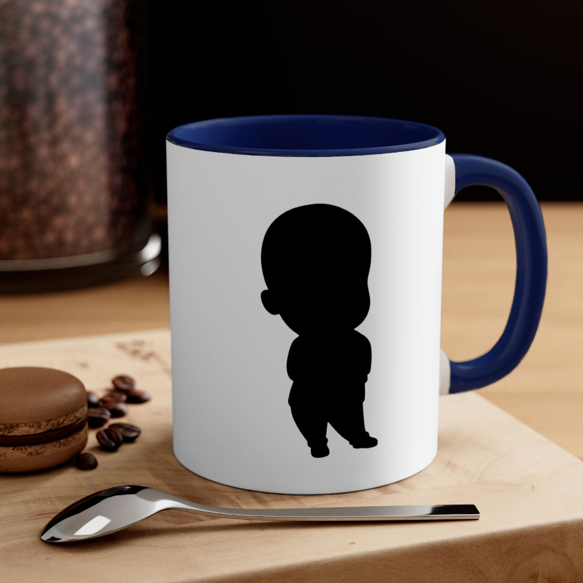 Black Boy 14# Mug featuring a glossy finish with a colored handle and interior, available in multiple colors and sizes.