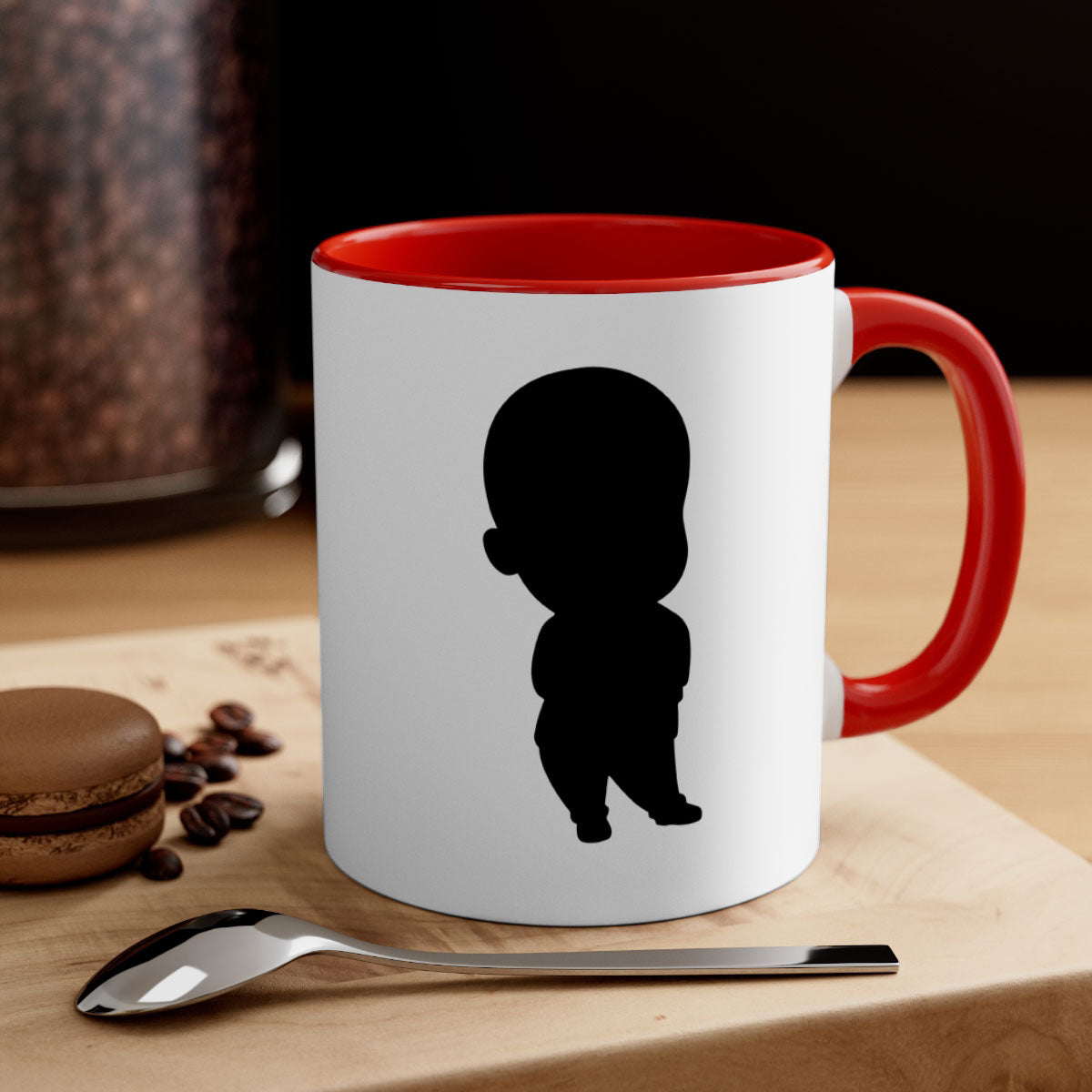 Black Boy 14# Mug featuring a glossy finish with a colored handle and interior, available in multiple colors and sizes.