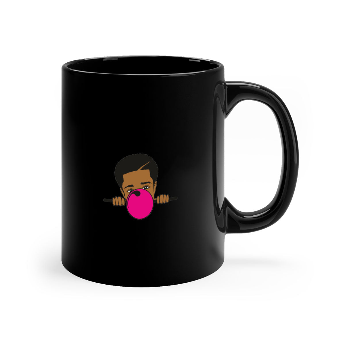 Black boy 15# Mug featuring a two-tone design with a colored handle and glossy finish, available in multiple colors.