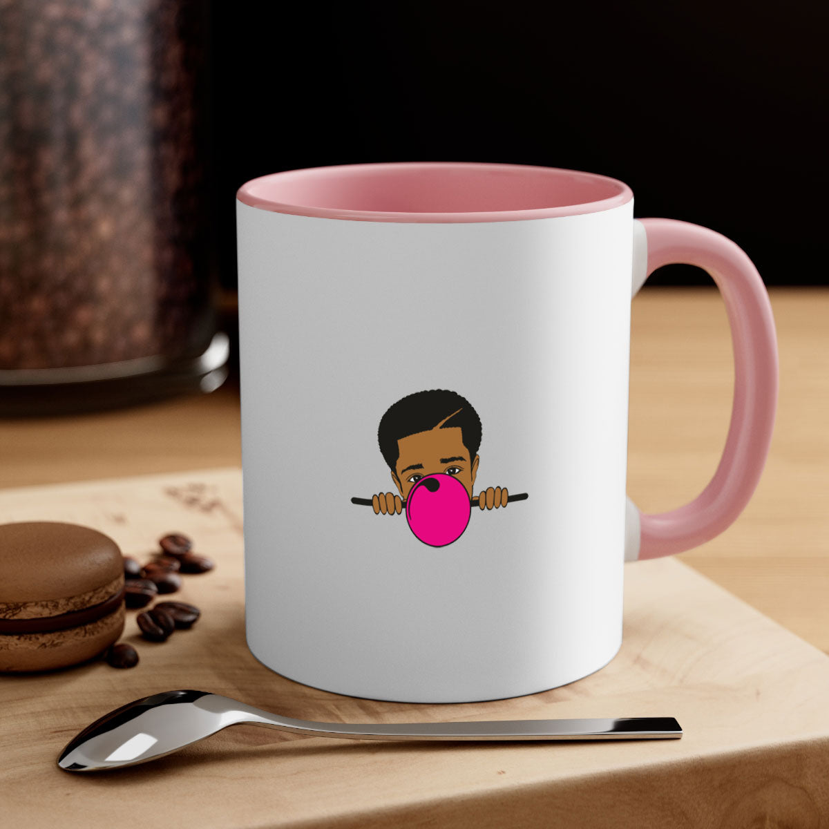 Black boy 15# Mug featuring a two-tone design with a colored handle and glossy finish, available in multiple colors.