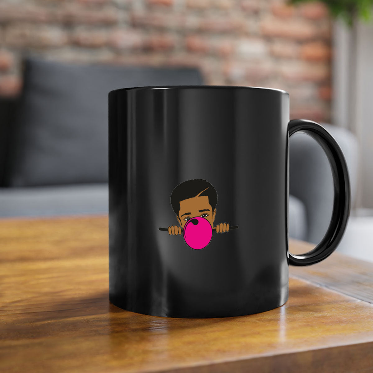 Black boy 15# Mug featuring a two-tone design with a colored handle and glossy finish, available in multiple colors.