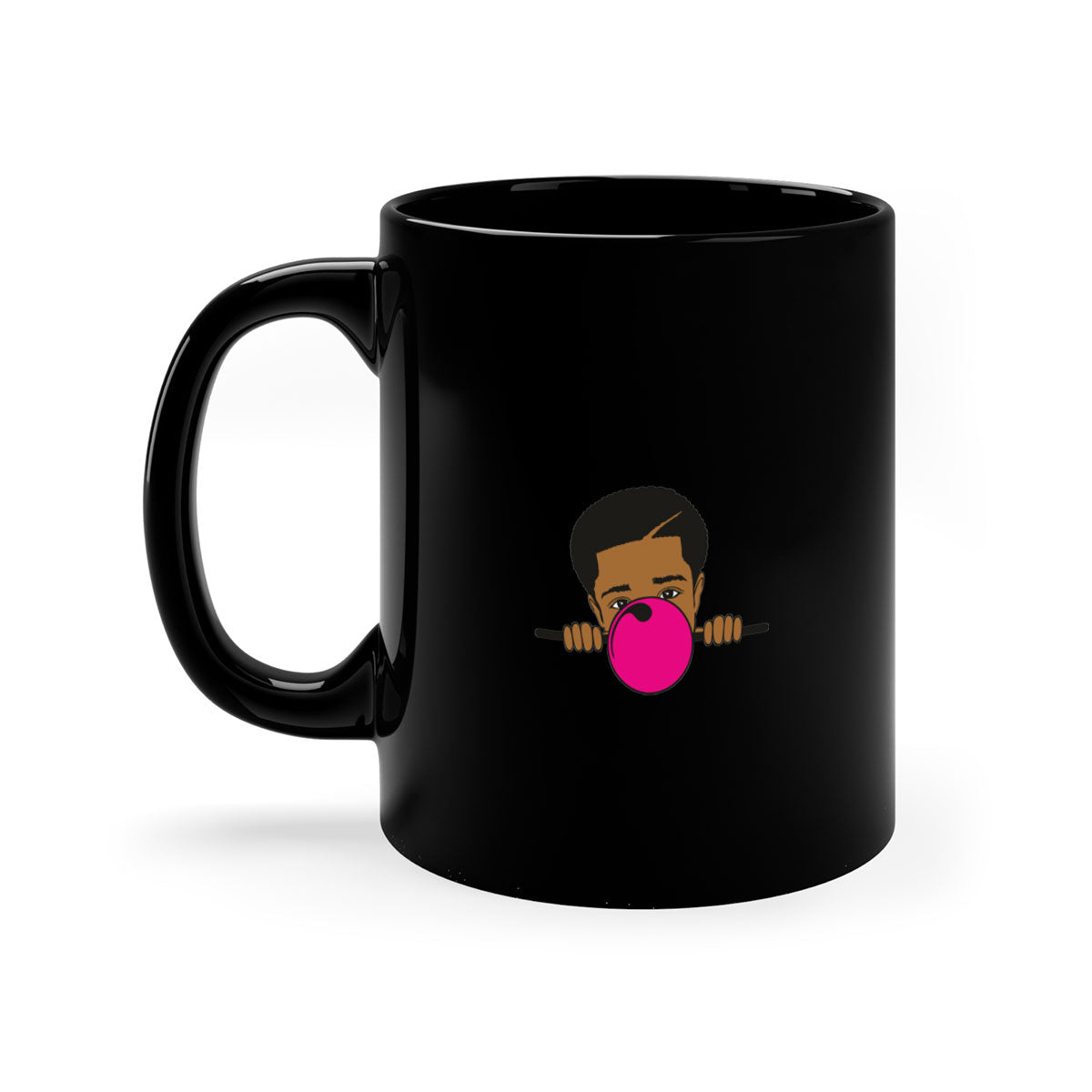 Black boy 15# Mug featuring a two-tone design with a colored handle and glossy finish, available in multiple colors.