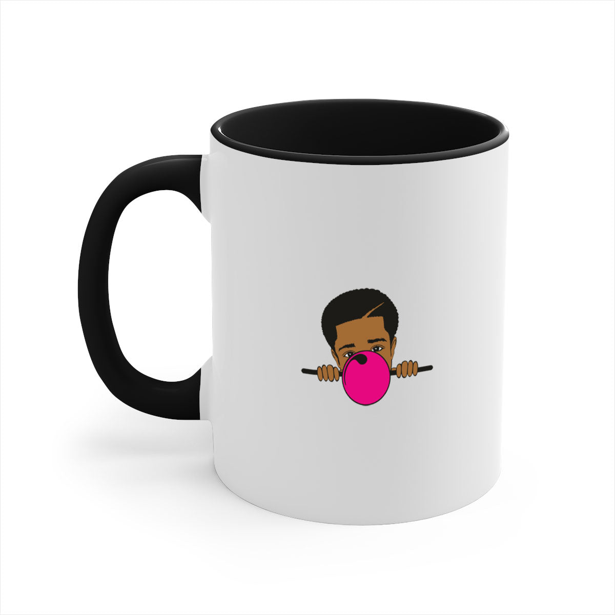 Black boy 15# Mug featuring a two-tone design with a colored handle and glossy finish, available in multiple colors.