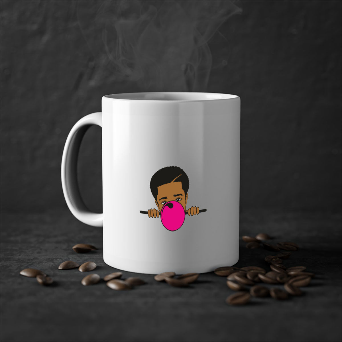 Black boy 15# Mug featuring a two-tone design with a colored handle and glossy finish, available in multiple colors.