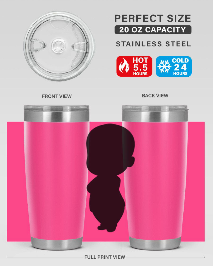 Black boy 18# tumbler in stainless steel with a sleek design, perfect for hot and cold beverages.