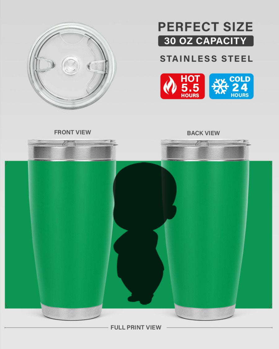 Black boy 18# tumbler in stainless steel with a sleek design, perfect for hot and cold beverages.