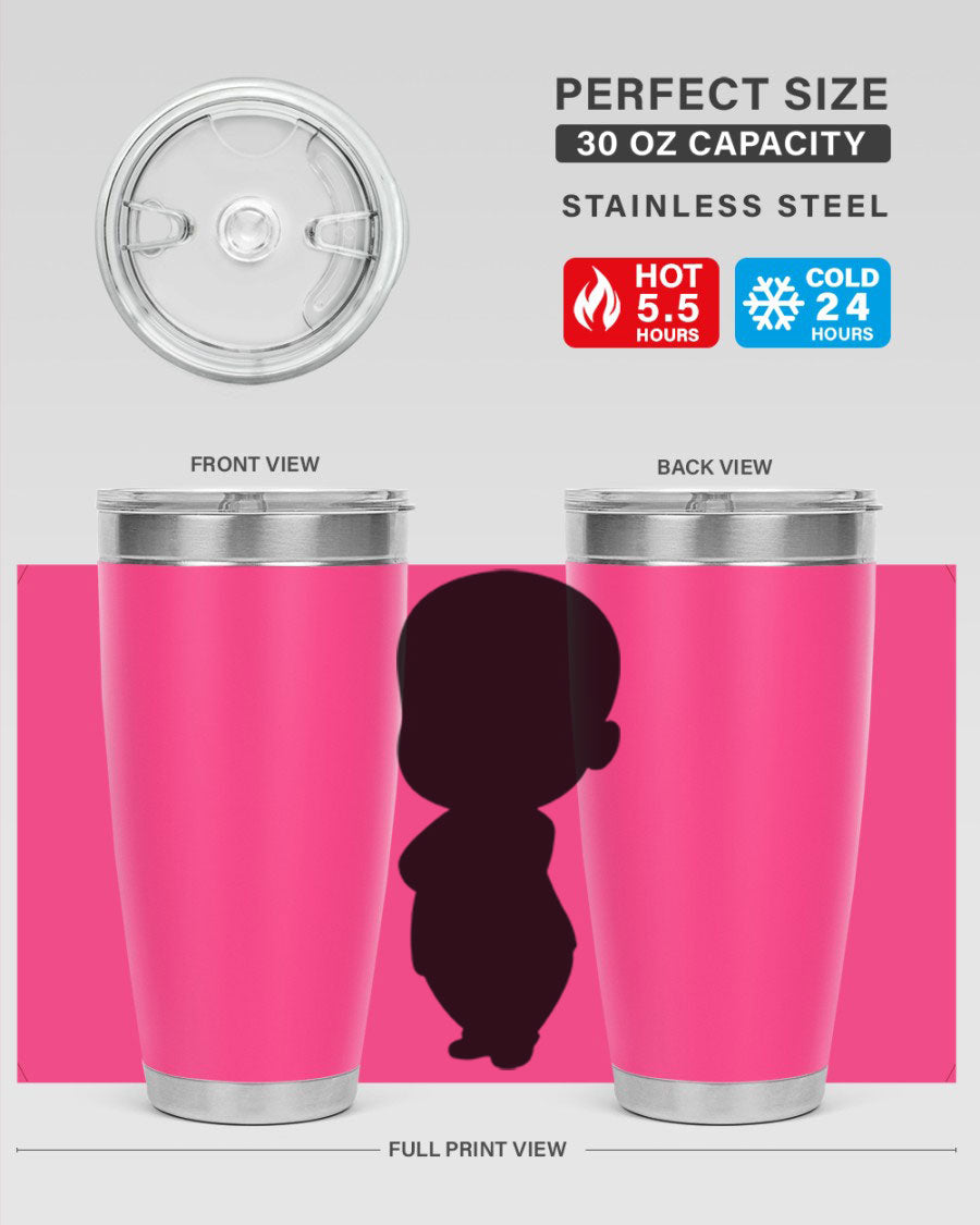 Black boy 18# tumbler in stainless steel with a sleek design, perfect for hot and cold beverages.