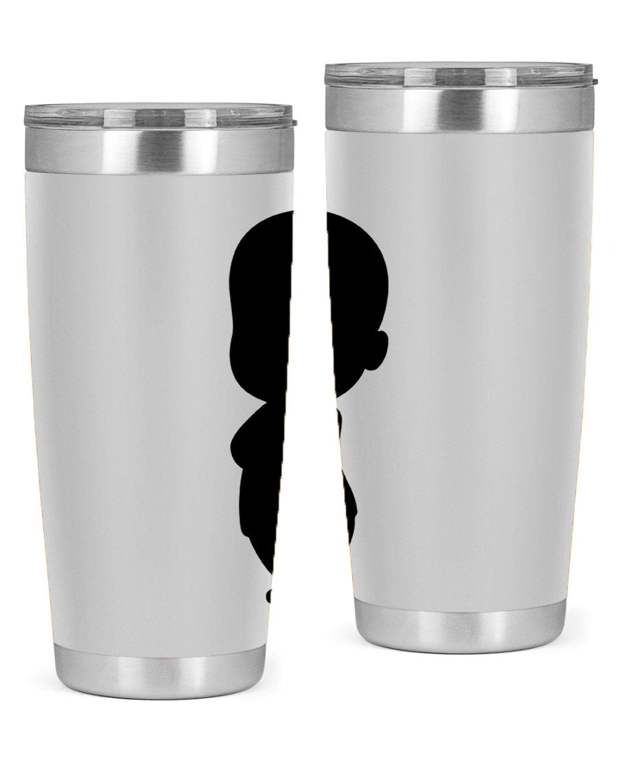 Black boy 18# tumbler in stainless steel with a sleek design, perfect for hot and cold beverages.