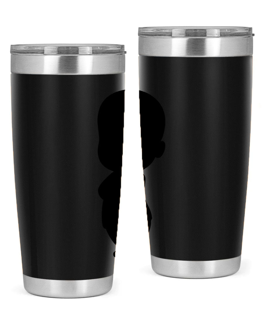 Black boy 18# tumbler in stainless steel with a sleek design, perfect for hot and cold beverages.