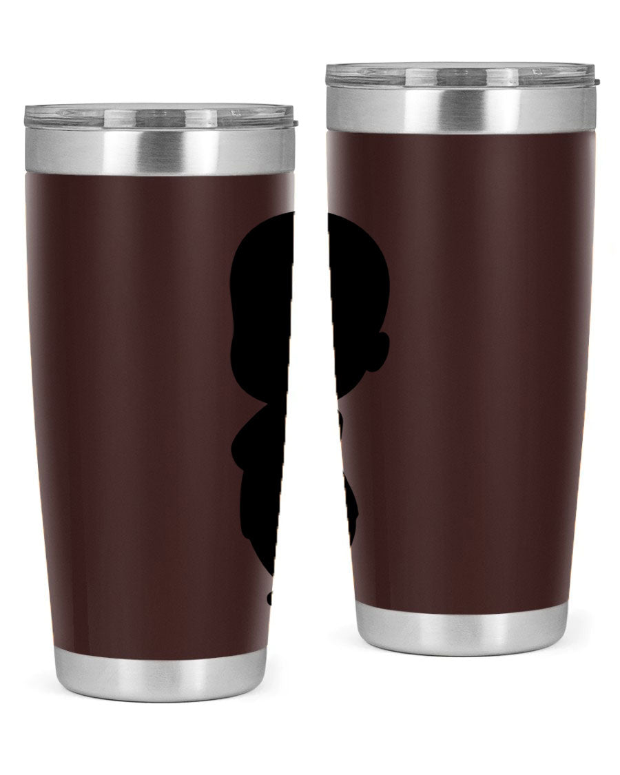 Black boy 18# tumbler in stainless steel with a sleek design, perfect for hot and cold beverages.