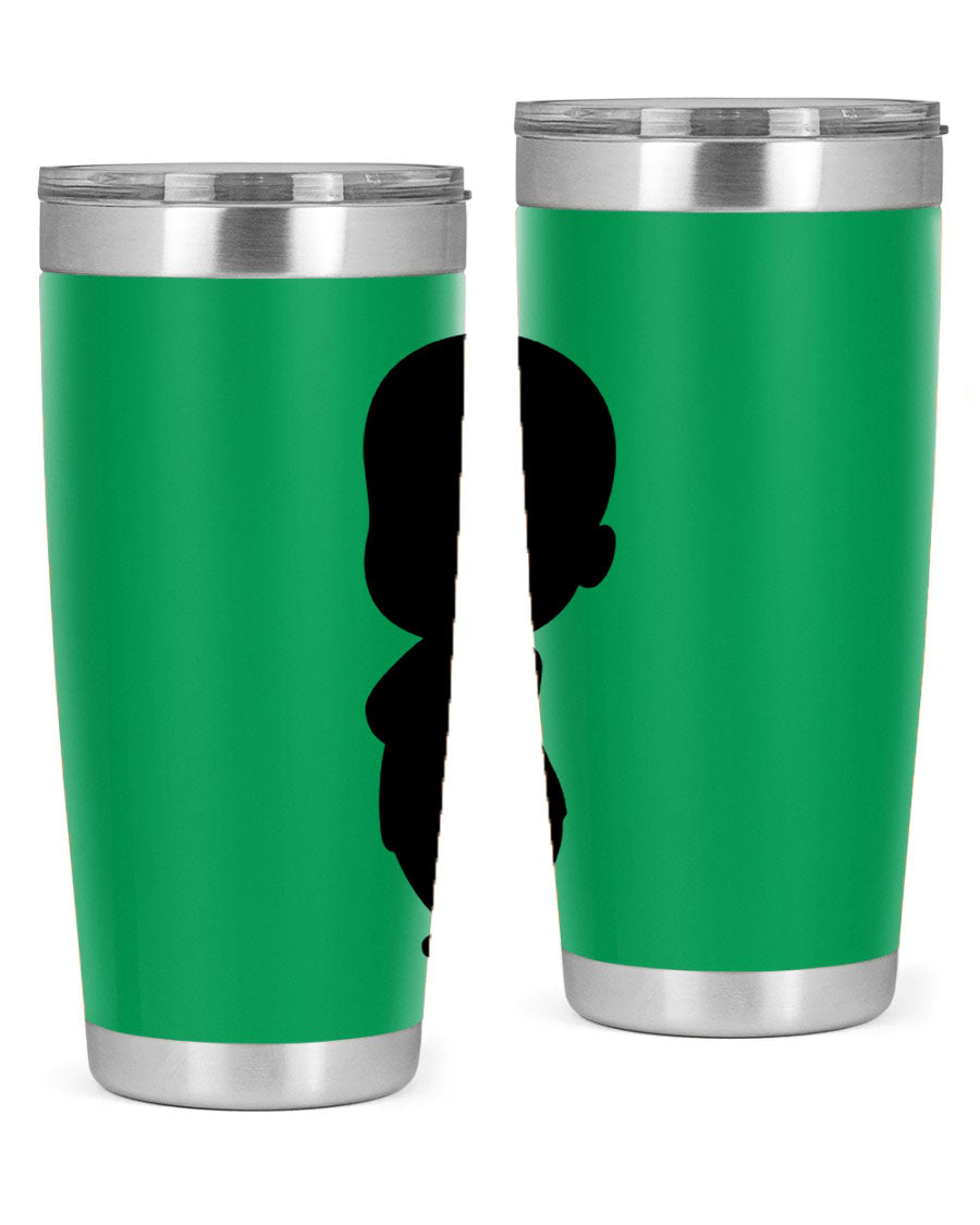 Black boy 18# tumbler in stainless steel with a sleek design, perfect for hot and cold beverages.