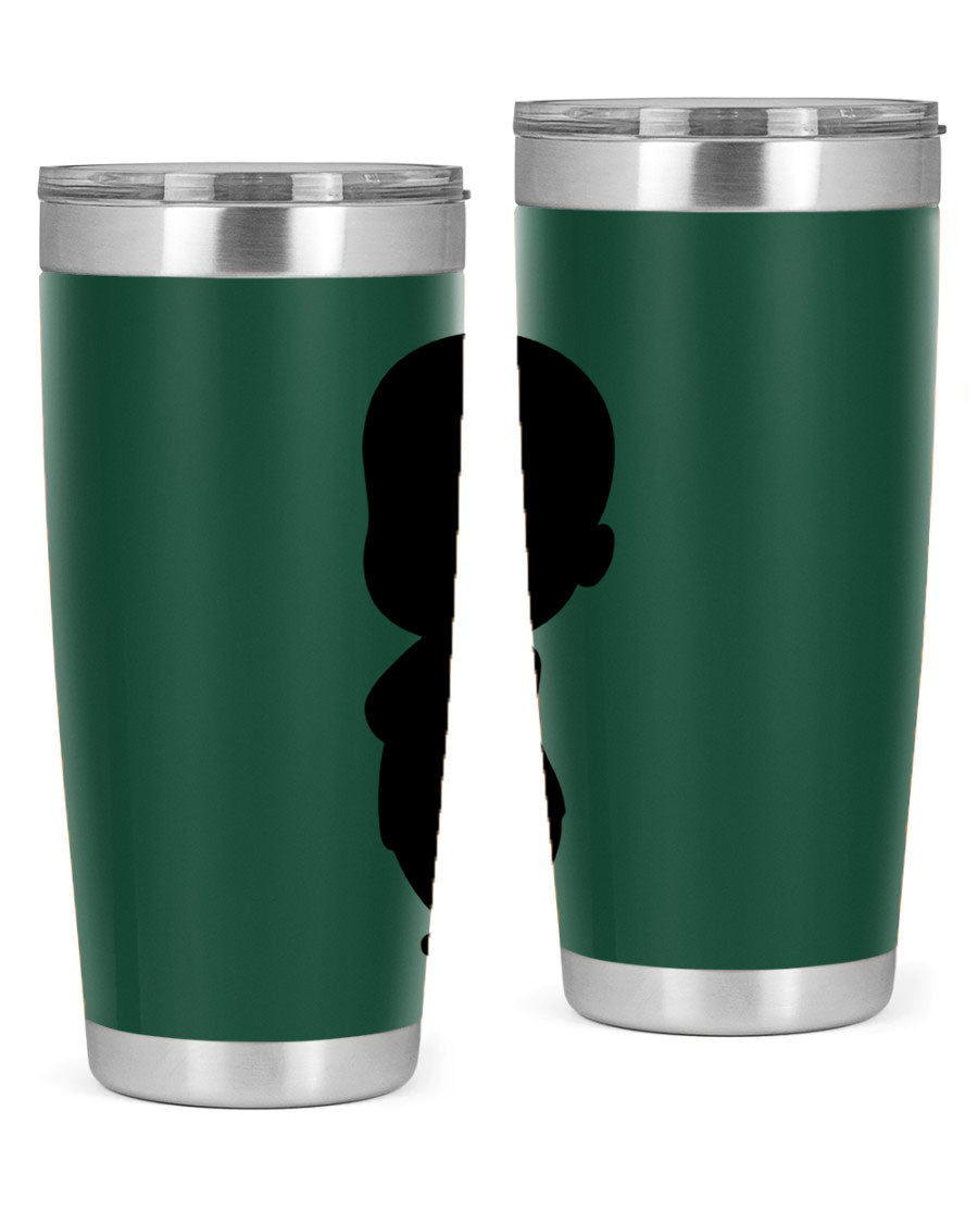 Black boy 18# tumbler in stainless steel with a sleek design, perfect for hot and cold beverages.