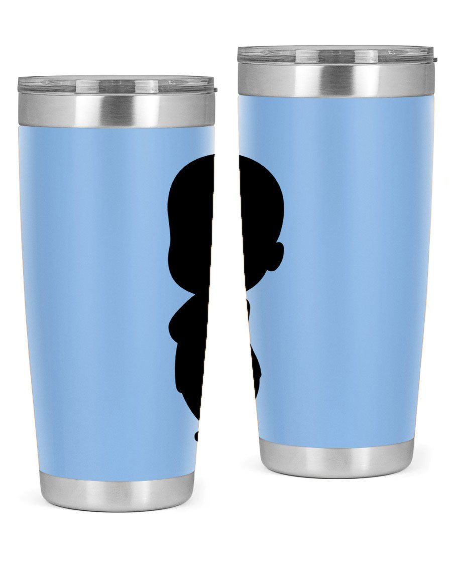 Black boy 18# tumbler in stainless steel with a sleek design, perfect for hot and cold beverages.