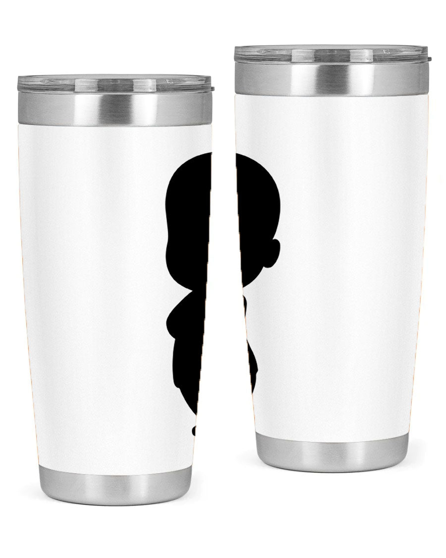 Black boy 18# tumbler in stainless steel with a sleek design, perfect for hot and cold beverages.