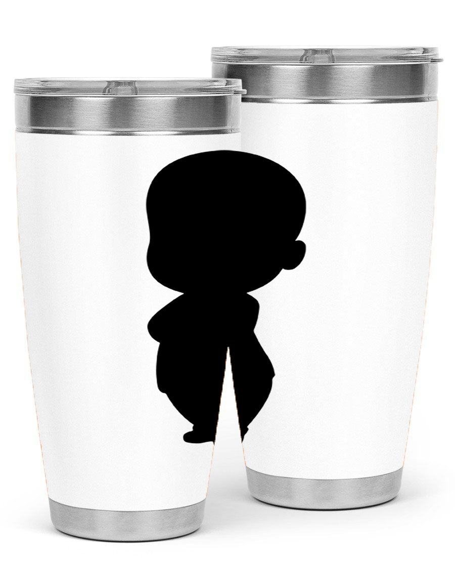 Black boy 18# tumbler in stainless steel with a sleek design, perfect for hot and cold beverages.