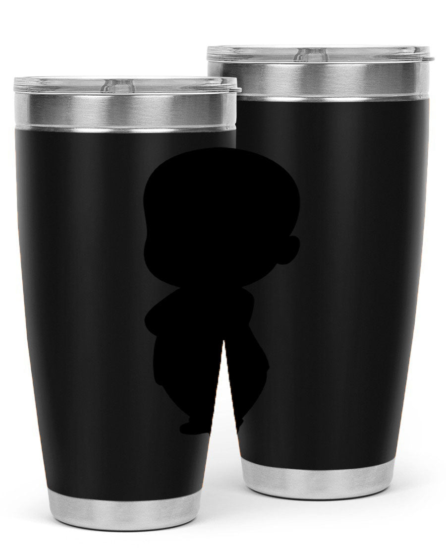 Black boy 18# tumbler in stainless steel with a sleek design, perfect for hot and cold beverages.