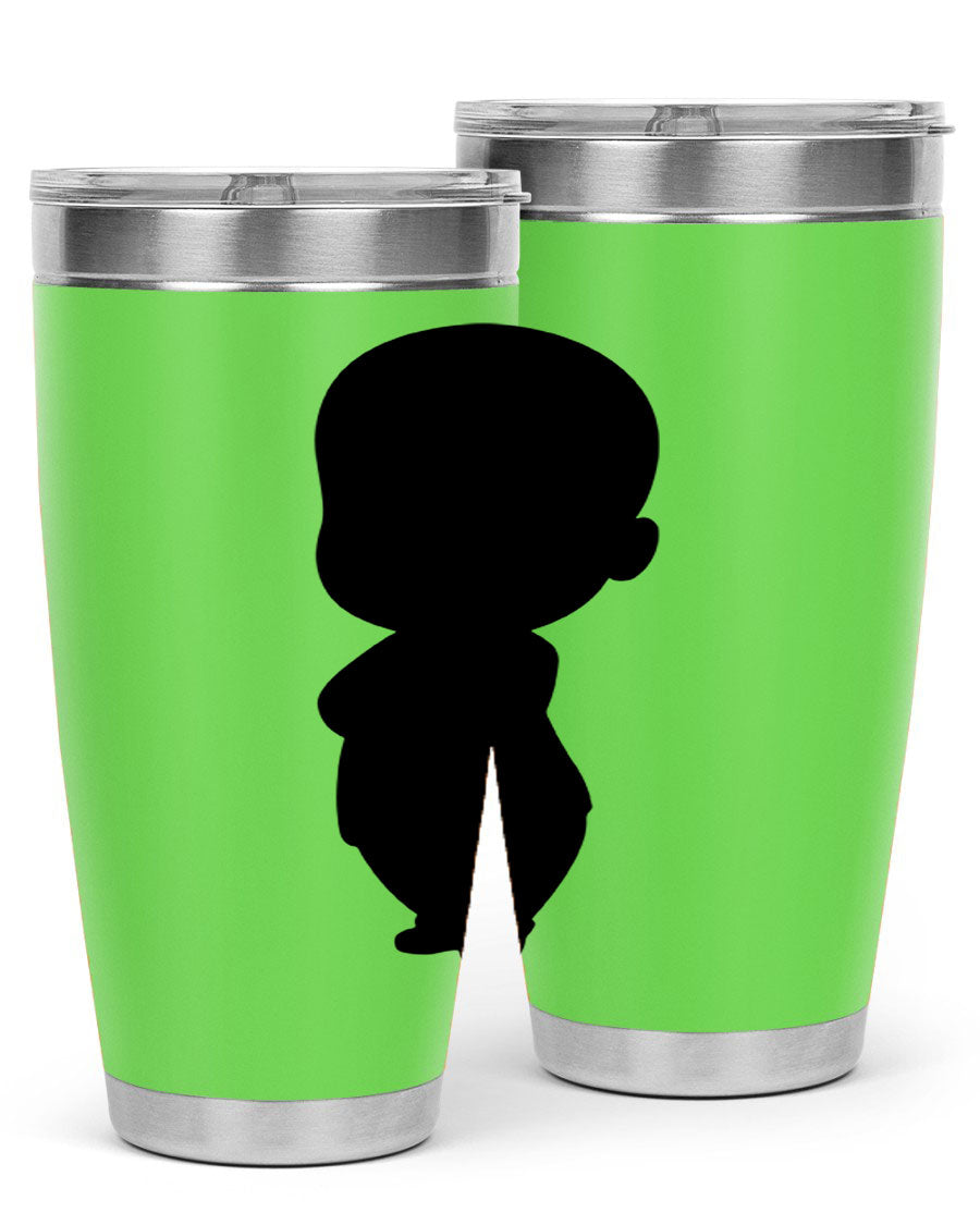 Black boy 18# tumbler in stainless steel with a sleek design, perfect for hot and cold beverages.