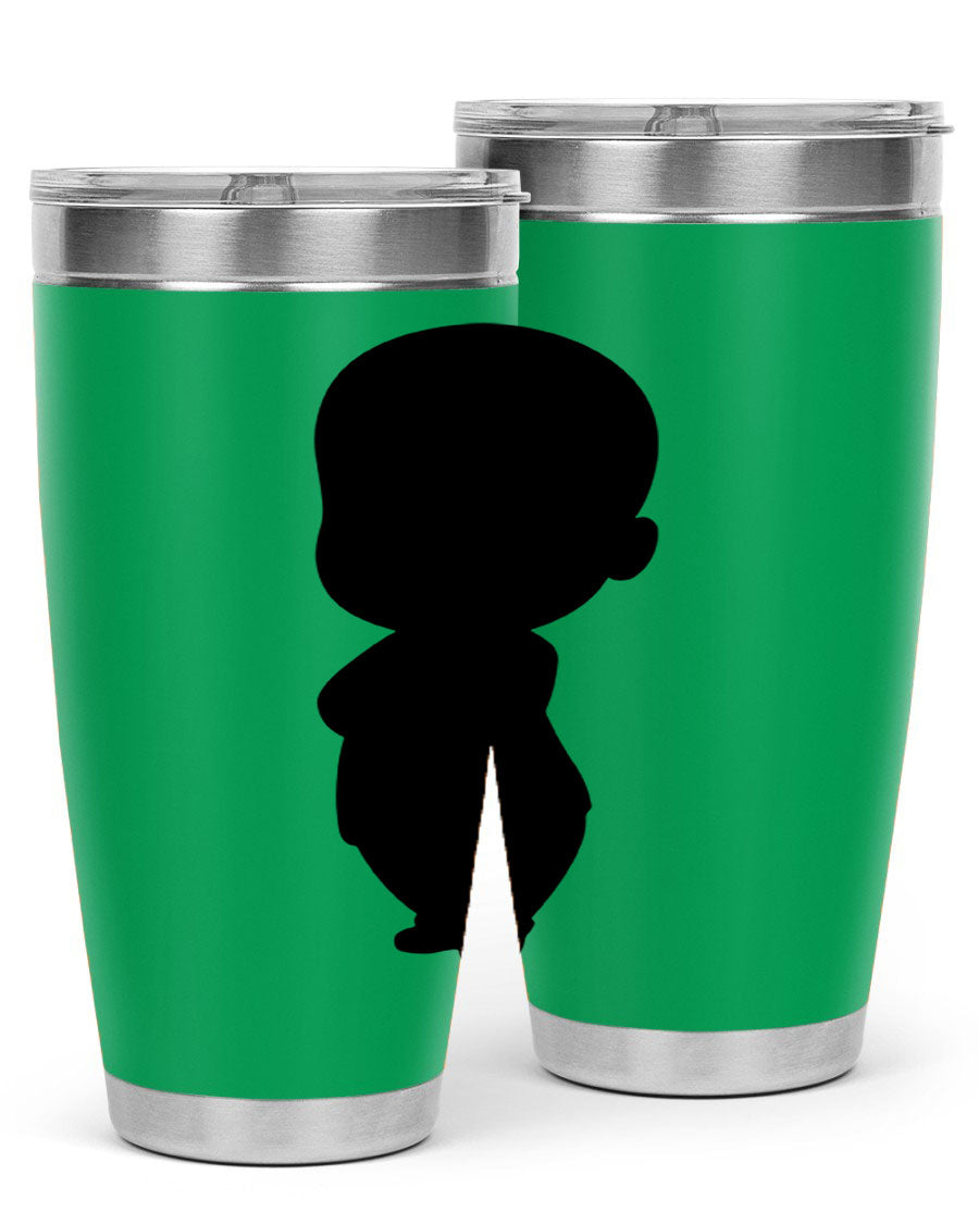 Black boy 18# tumbler in stainless steel with a sleek design, perfect for hot and cold beverages.