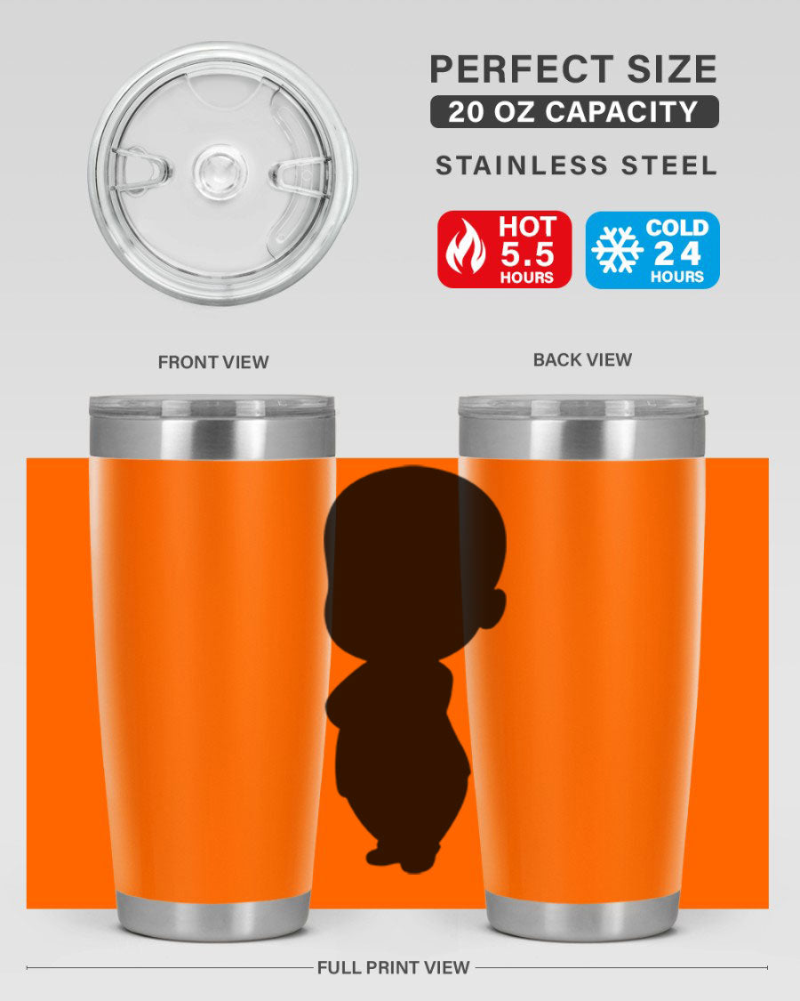 Black boy 18# tumbler in stainless steel with a sleek design, perfect for hot and cold beverages.