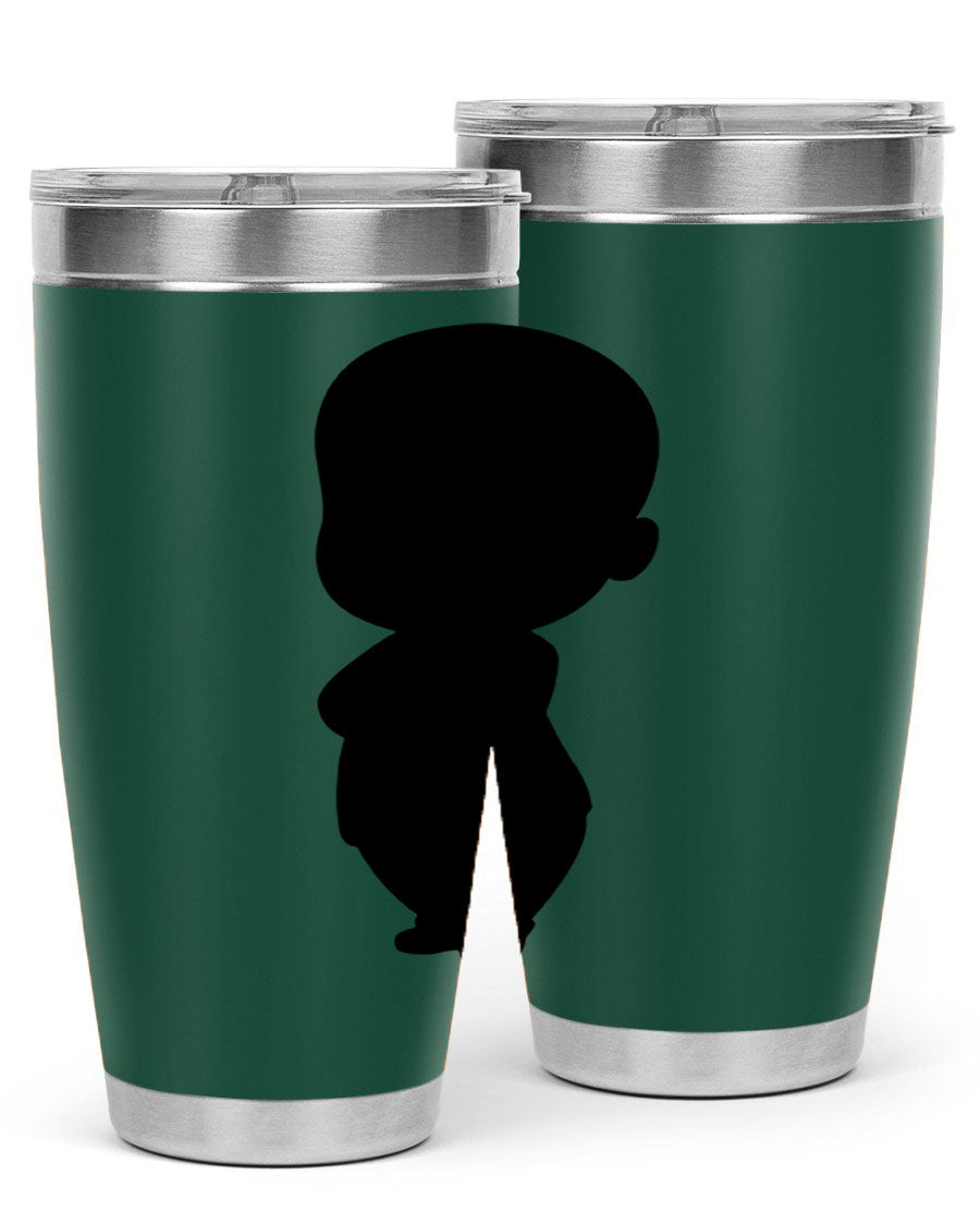 Black boy 18# tumbler in stainless steel with a sleek design, perfect for hot and cold beverages.