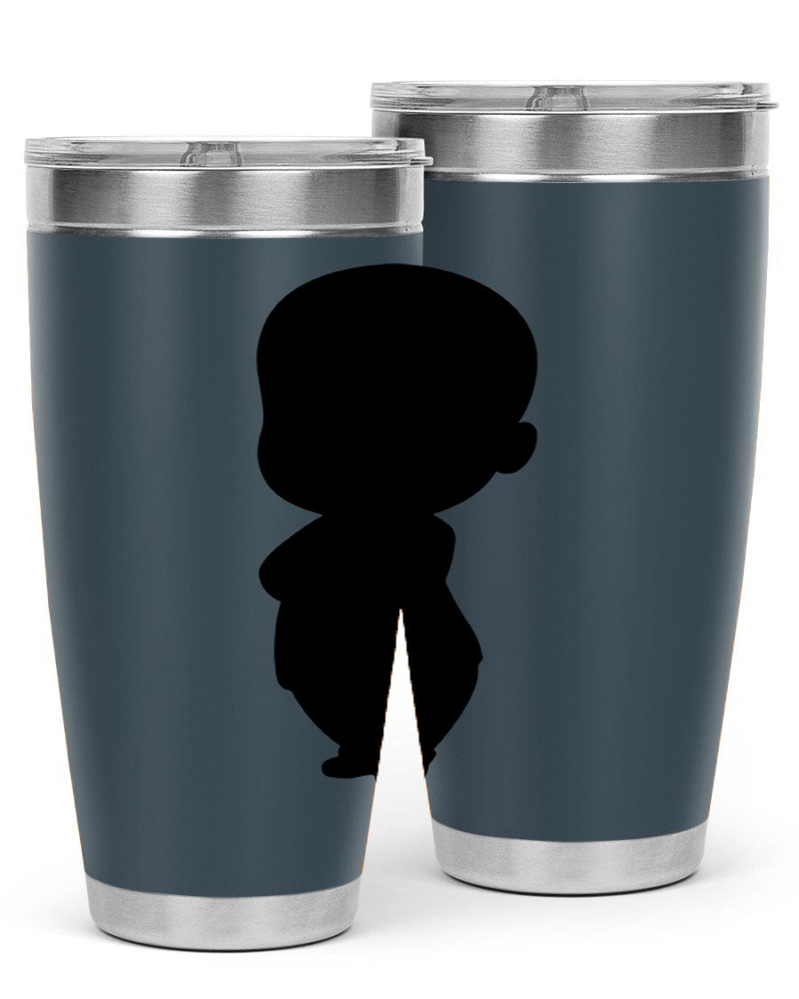 Black boy 18# tumbler in stainless steel with a sleek design, perfect for hot and cold beverages.