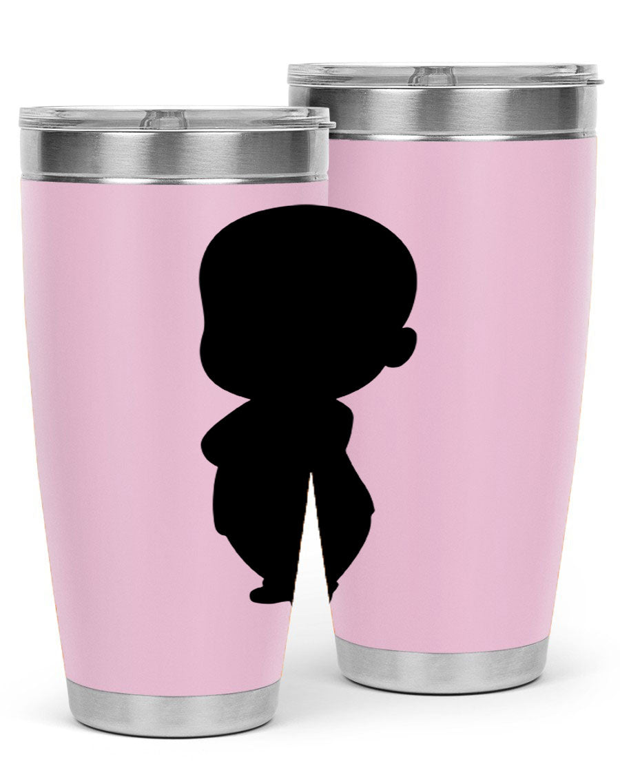 Black boy 18# tumbler in stainless steel with a sleek design, perfect for hot and cold beverages.