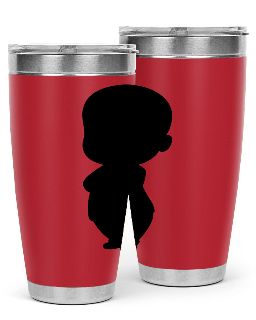 Black boy 18# tumbler in stainless steel with a sleek design, perfect for hot and cold beverages.