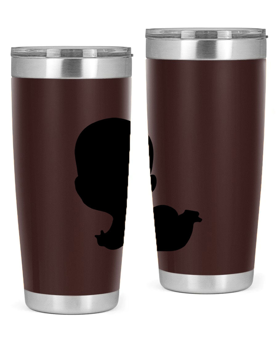 Black boy 19# tumbler in 20oz and 30oz sizes, showcasing double wall vacuum stainless steel design with a drink-thru lid.