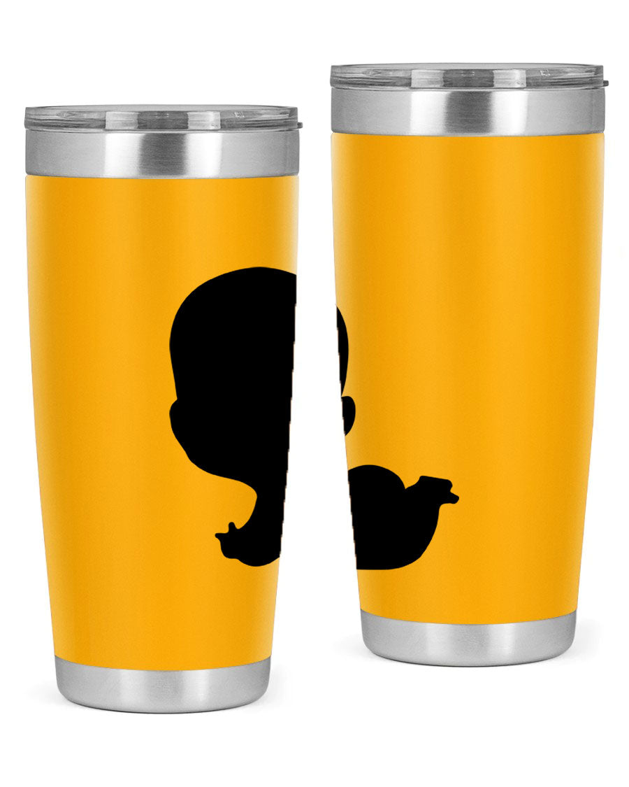 Black boy 19# tumbler in 20oz and 30oz sizes, showcasing double wall vacuum stainless steel design with a drink-thru lid.