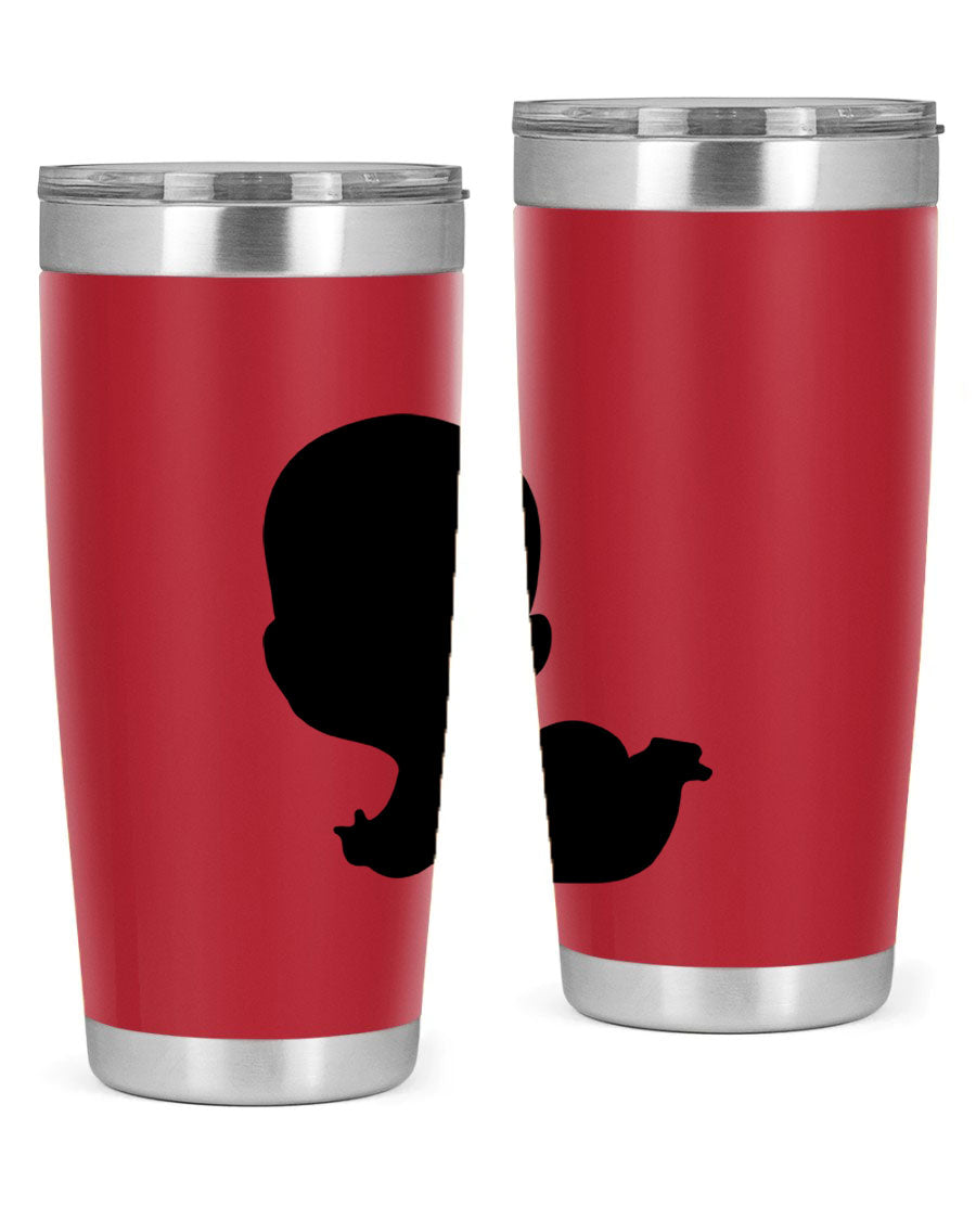 Black boy 19# tumbler in 20oz and 30oz sizes, showcasing double wall vacuum stainless steel design with a drink-thru lid.