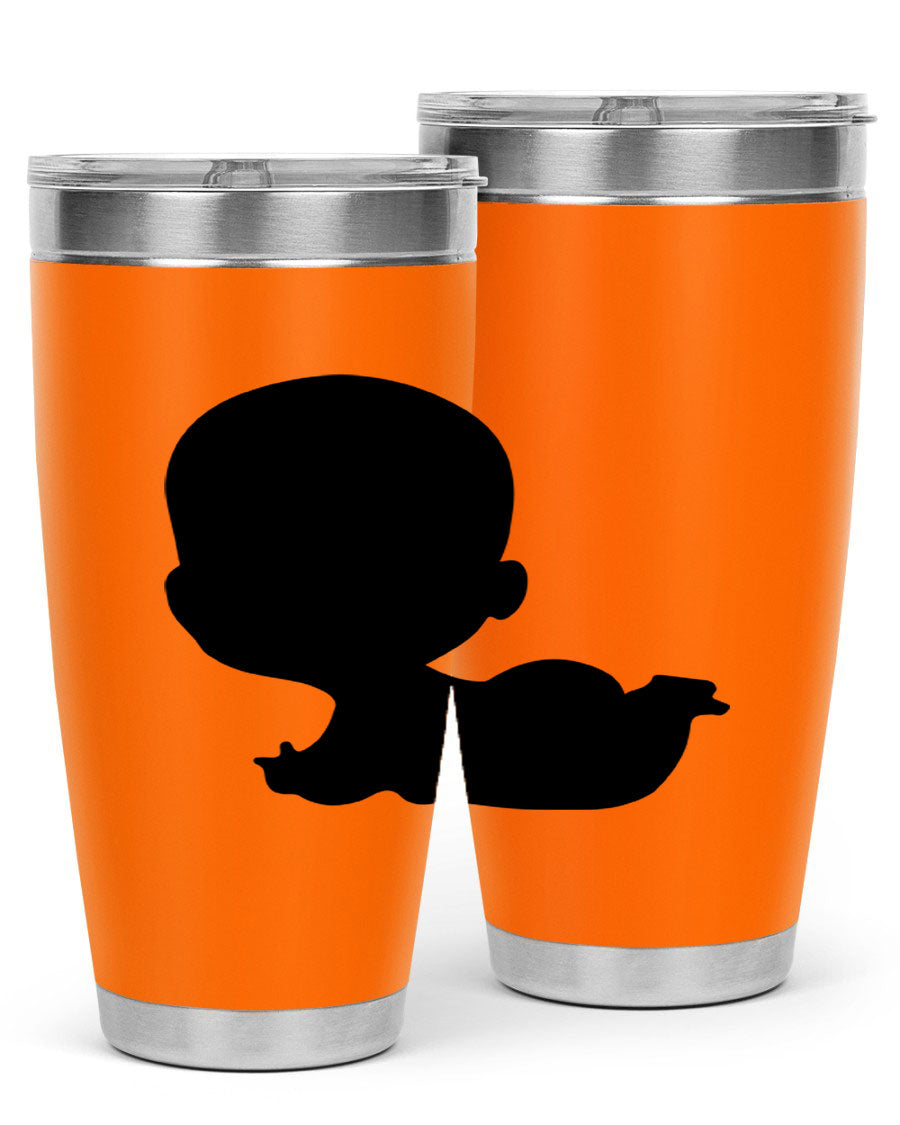 Black boy 19# tumbler in 20oz and 30oz sizes, showcasing double wall vacuum stainless steel design with a drink-thru lid.