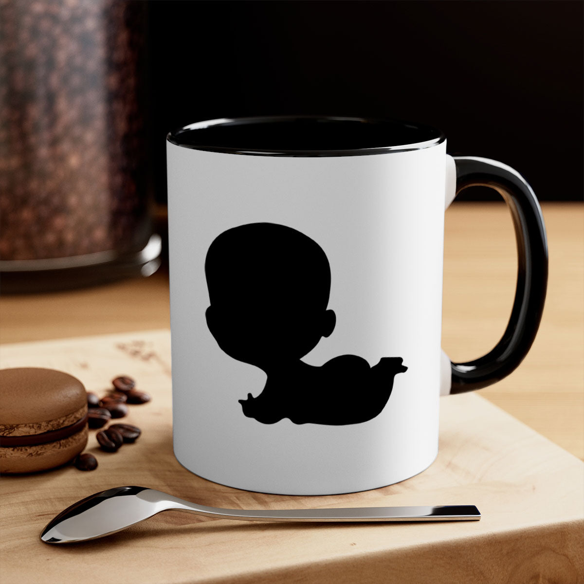 Black boy 19# Mug featuring a glossy finish with a colored handle and interior, available in multiple colors and sizes.