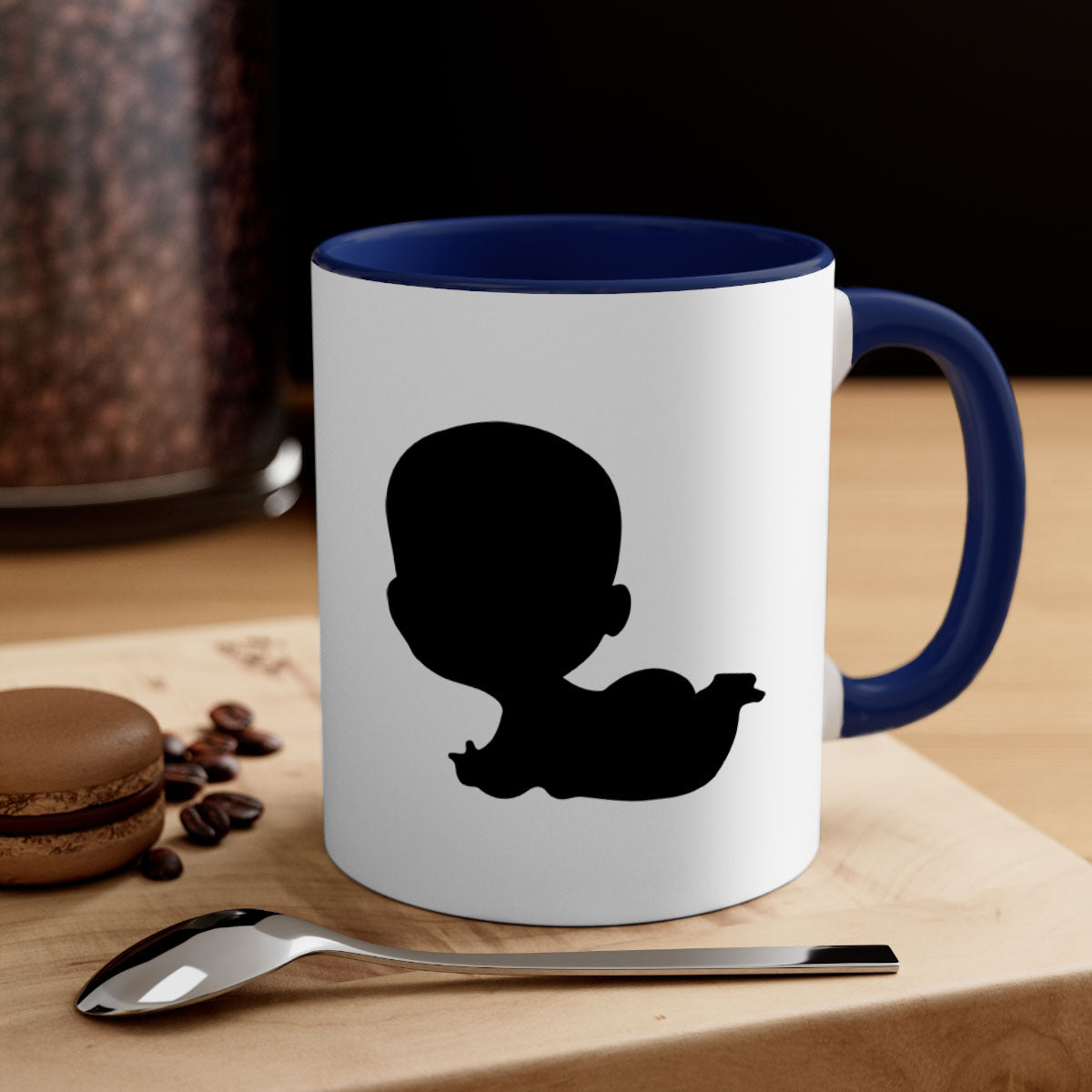 Black boy 19# Mug featuring a glossy finish with a colored handle and interior, available in multiple colors and sizes.