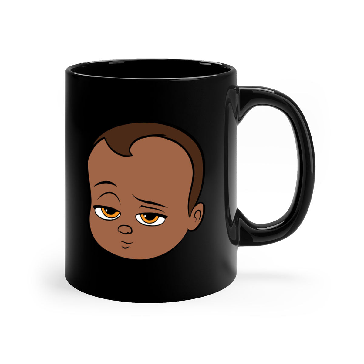 Black boy 22# Mug featuring a glossy finish, colored handle, and interior, available in multiple colors and sizes.