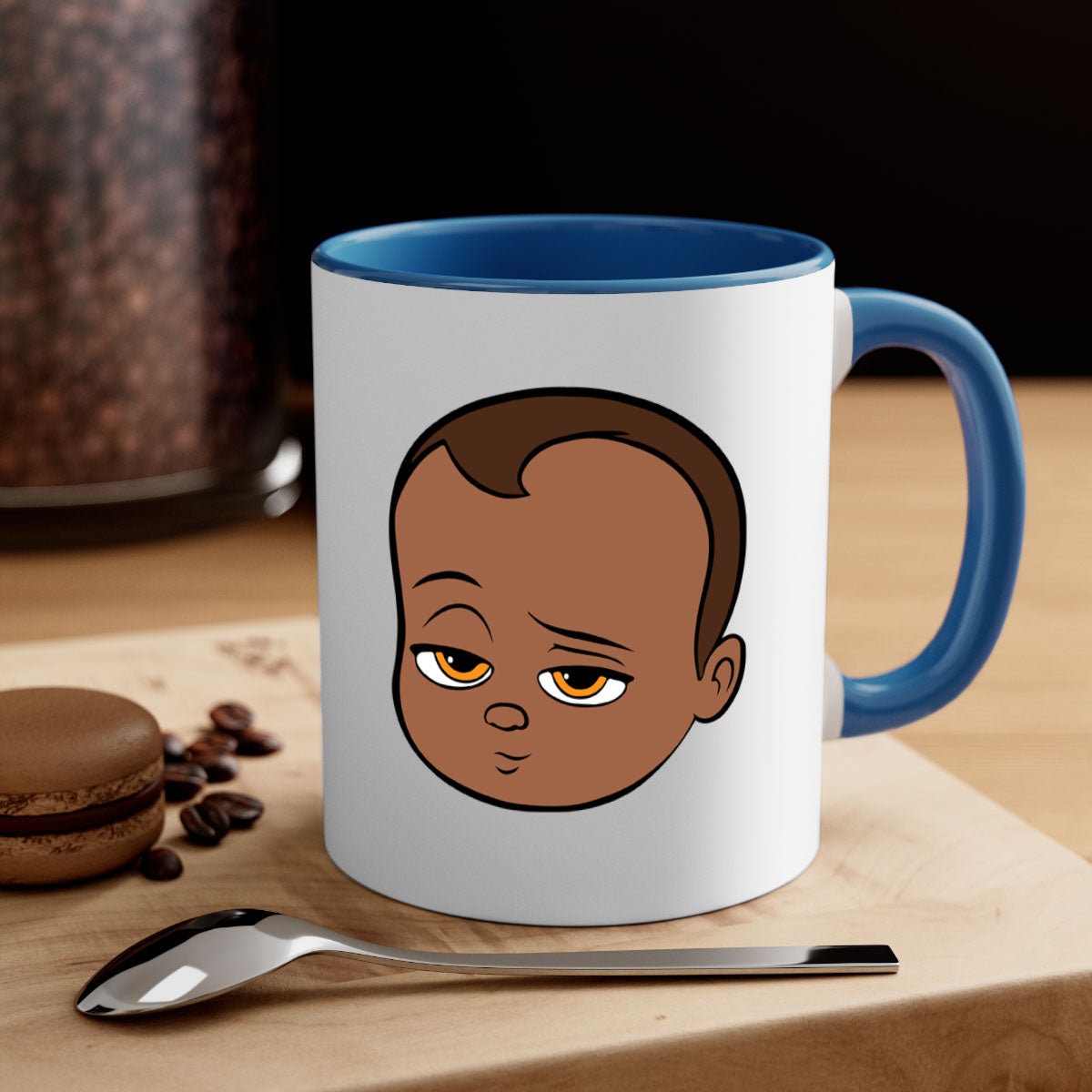 Black boy 22# Mug featuring a glossy finish, colored handle, and interior, available in multiple colors and sizes.