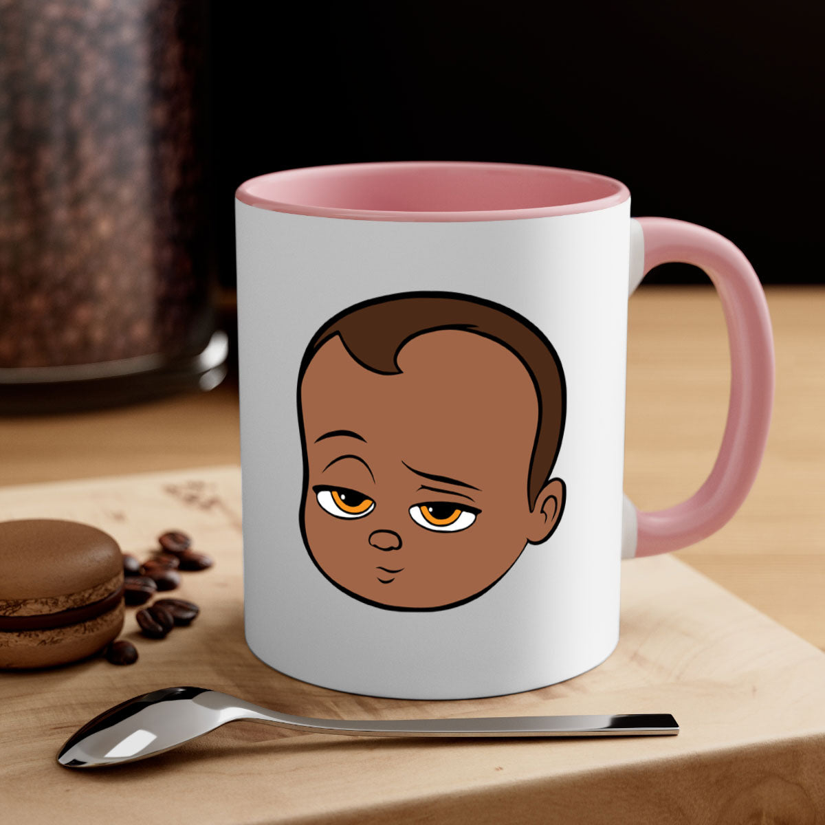 Black boy 22# Mug featuring a glossy finish, colored handle, and interior, available in multiple colors and sizes.