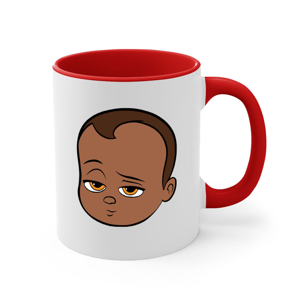 Black boy 22# Mug featuring a glossy finish, colored handle, and interior, available in multiple colors and sizes.