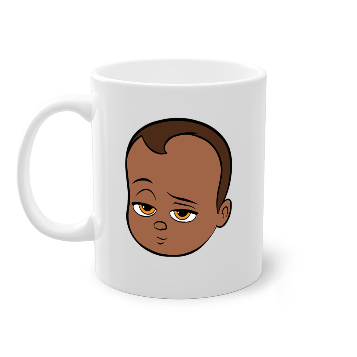 Black boy 22# Mug featuring a glossy finish, colored handle, and interior, available in multiple colors and sizes.