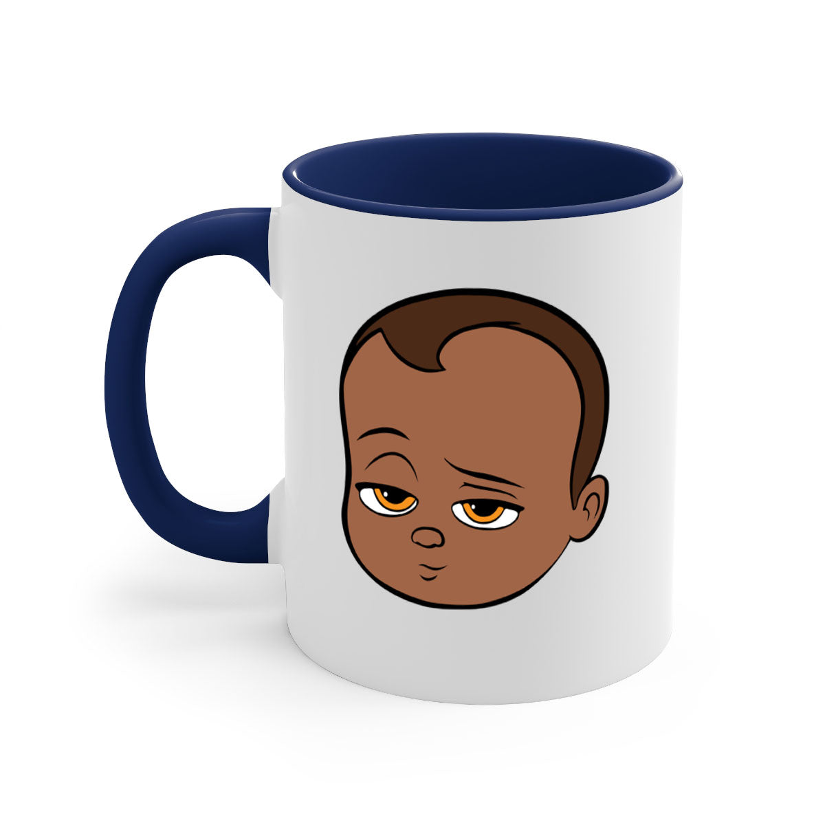 Black boy 22# Mug featuring a glossy finish, colored handle, and interior, available in multiple colors and sizes.