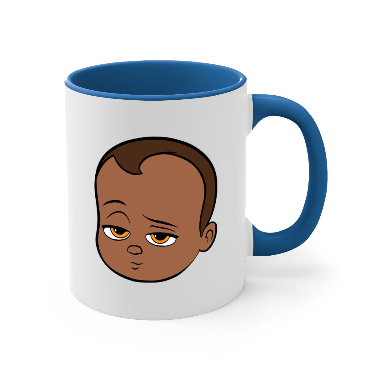 Black boy 22# Mug featuring a glossy finish, colored handle, and interior, available in multiple colors and sizes.