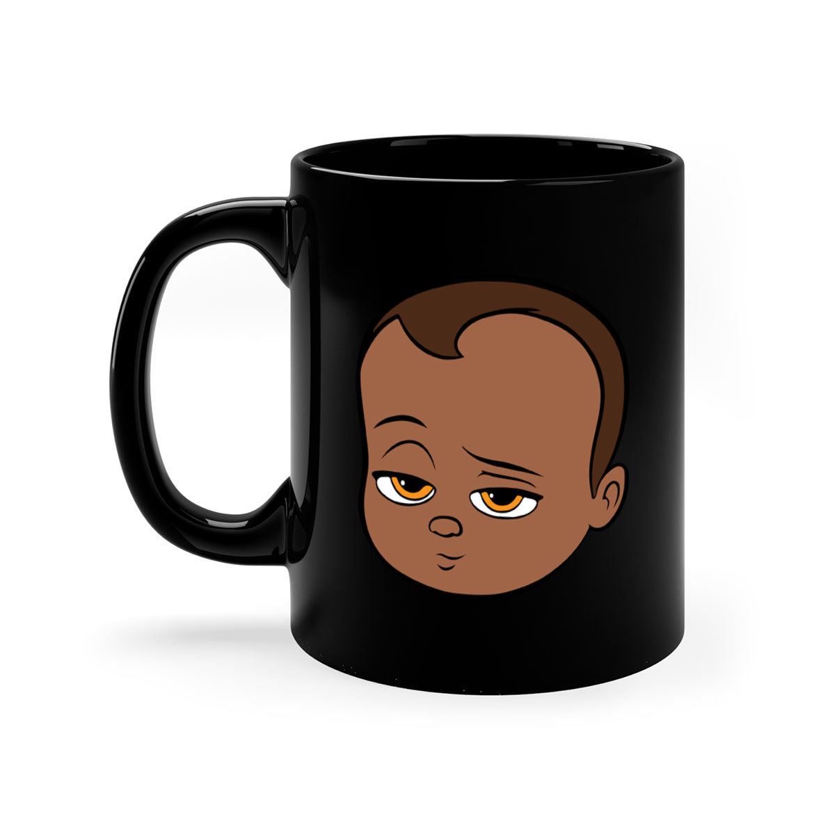 Black boy 22# Mug featuring a glossy finish, colored handle, and interior, available in multiple colors and sizes.