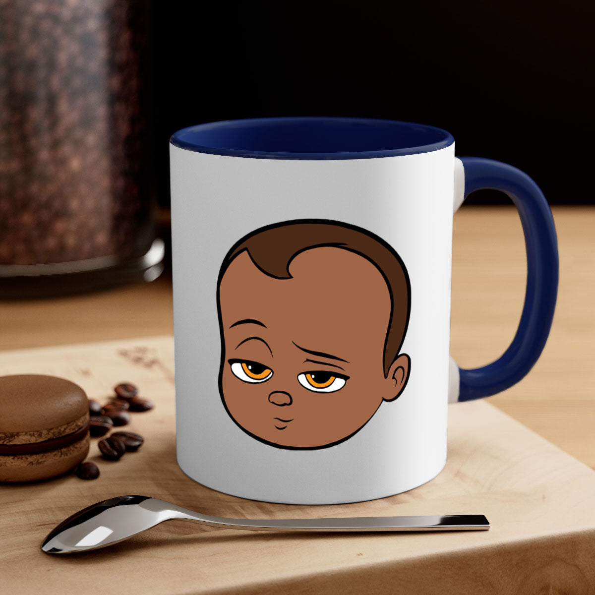 Black boy 22# Mug featuring a glossy finish, colored handle, and interior, available in multiple colors and sizes.