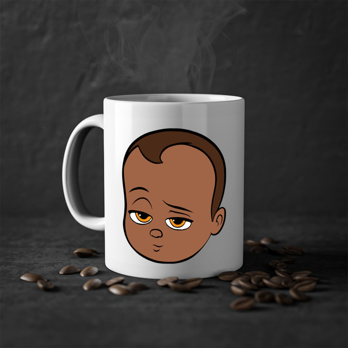 Black boy 22# Mug featuring a glossy finish, colored handle, and interior, available in multiple colors and sizes.