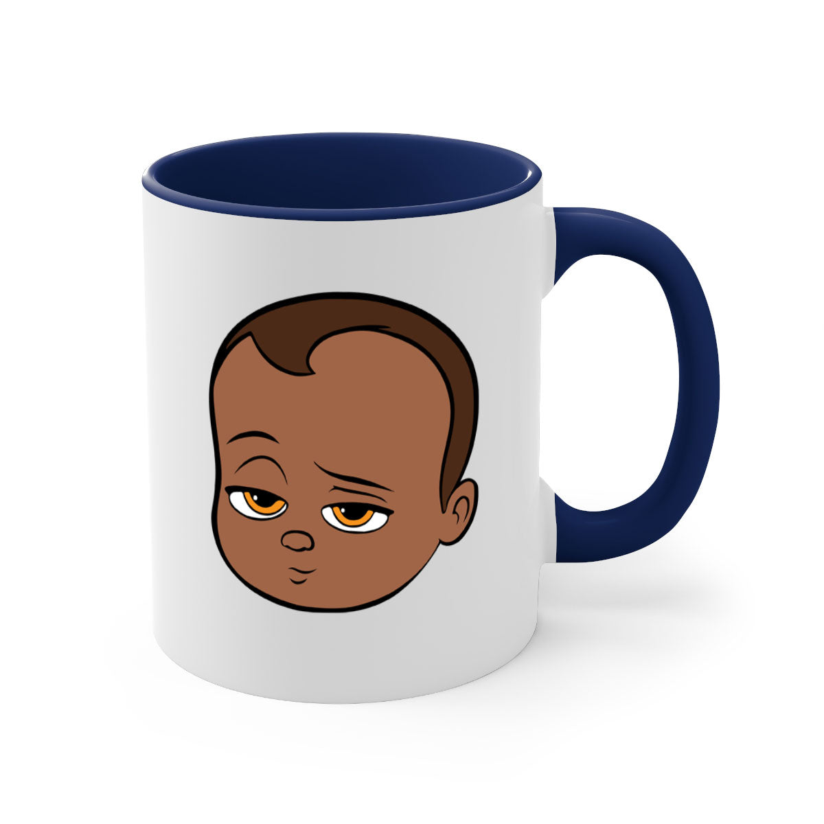 Black boy 22# Mug featuring a glossy finish, colored handle, and interior, available in multiple colors and sizes.