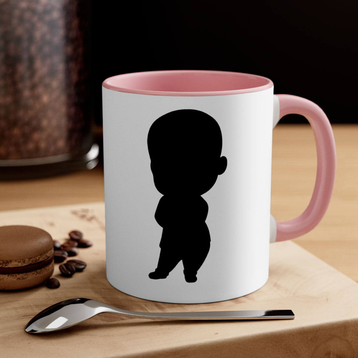 A stylish black boy 21# Mug featuring a glossy finish, colorful handle, and interior, available in two sizes for coffee and tea.